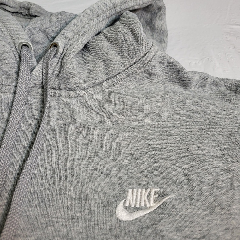 Nike Mens Classic Pullover Hoodie Heather Gray Distressed Large Small Swoosh - Picture 4 of 9